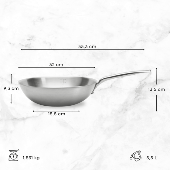 Stainless steel Wok ALCHIMY Ø32cm