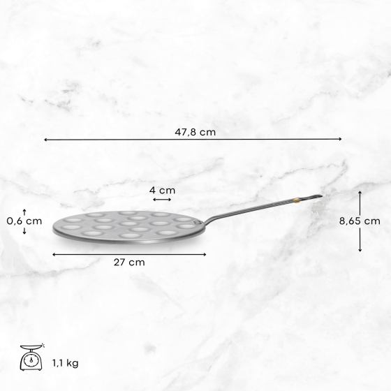 Poêle à Poffertjes & mini-blinis en acier MINERAL B Ø27cm - 16 Poffertjes Ø4cm