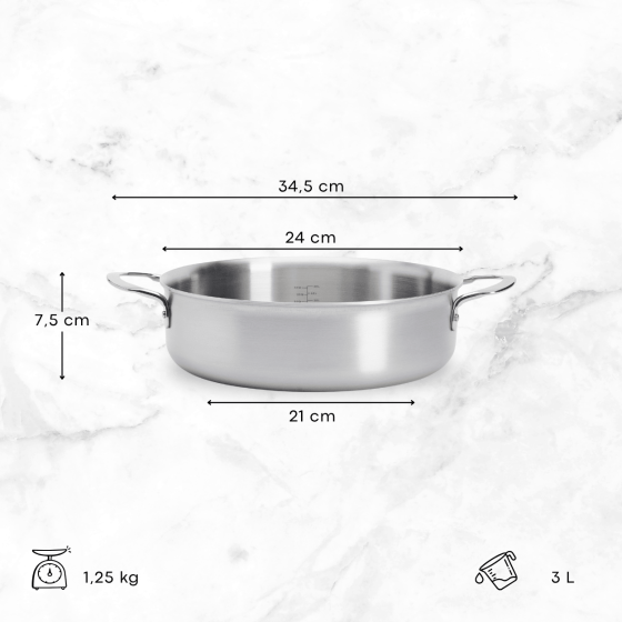Niederer Bratentopf Edelstahl ALCHIMY Ø24cm ohne Deckel