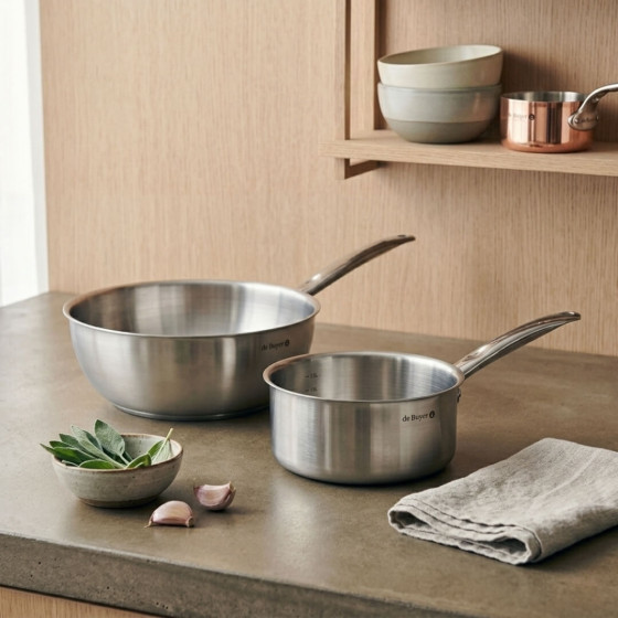 Stainless steel duo saucepan Ø20cm and sauté pan Ø28cm PRIM'APPETY