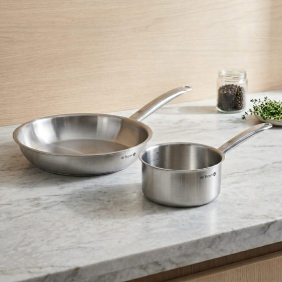 Stainless steel duo saucepan Ø20cm and frying pan Ø28cm PRIM'APPETY