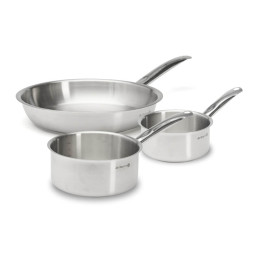 Stainless steel trio frying pan Ø28cm + saucepans Ø16–20cm PRIM'APPETY