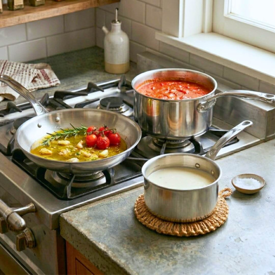 Trio poêle Ø28cm + casseroles Ø16-20cm inox AFFINITY