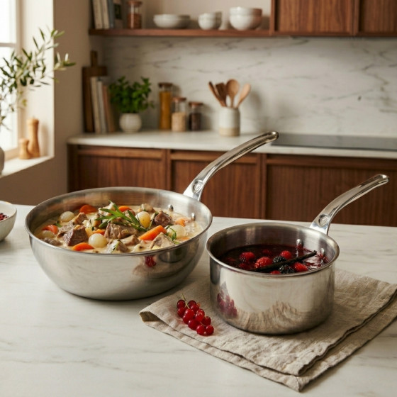 Edelstahl‑Duo Kasserolle Ø20cm und Sauteuse Ø24cm AFFINITY