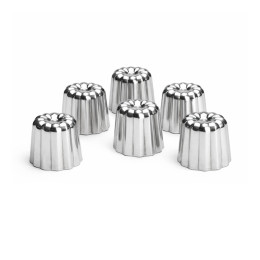 Set of 6 Stainless Steel Mini Canelé Moulds Ø3,5x4cm