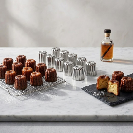 Set of 6 Stainless Steel Mini Canelé Moulds Ø3,5x4cm