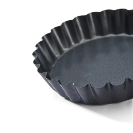 Set of 4 Non-stick steel Tartlet round fluted mould Ø12cm