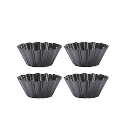 Set aus 4 antihaftbeschichteten Briochette‑Backformen aus Stahl Ø10×4,5 cm