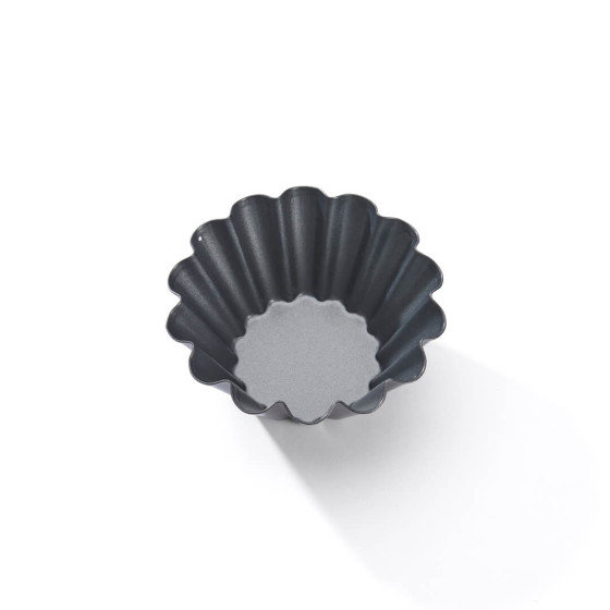 Set of 4 non‑stick steel briochette moulds Ø10×4.5 cm