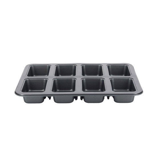 Non‑stick steel tray for 8 mini loaf cakes
