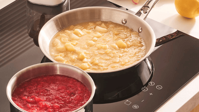 Rhubarb compote and strawberry soup